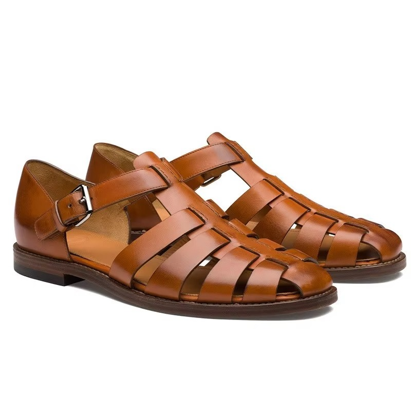 Summer Leather Dress Sandals for Men, Soft Pointed Formal Outdoor Slippers