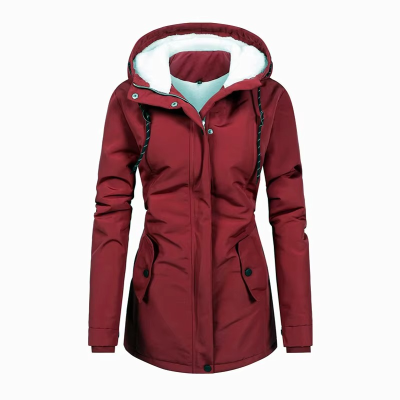 Women’s Retro Fleece Lined Mid-Length Hooded Winter Parka