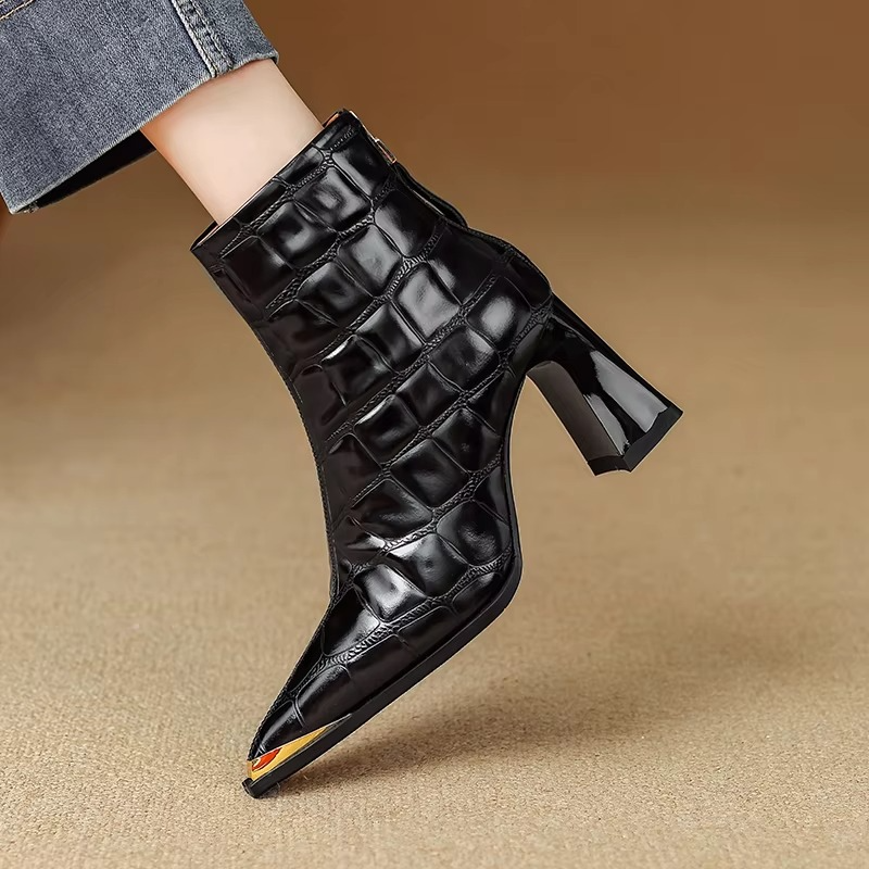 Elegant Retro Genuine Leather Ankle Boots for Women