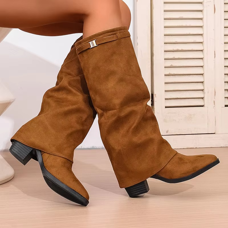 Elegant Slip On High Heel Knee High Boots for Women