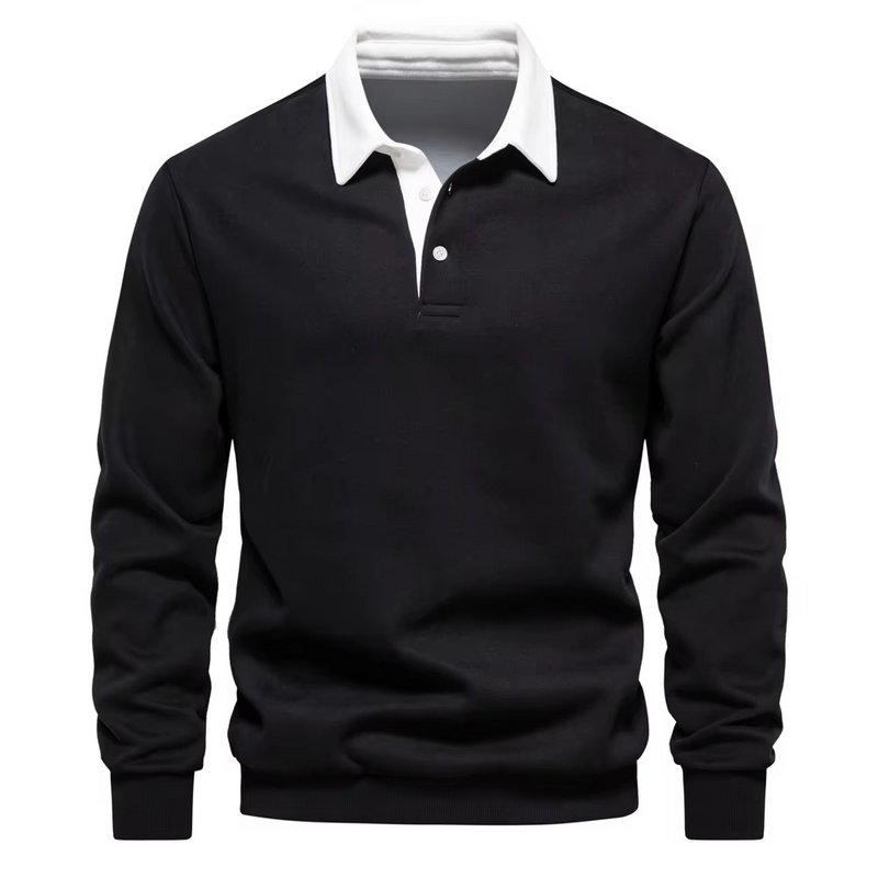 Autumn Polo Neck Cotton Sweatshirt for Men, Casual and Social Wear