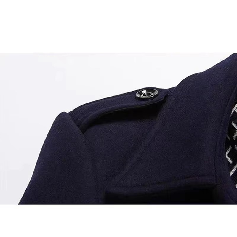 Men's Mid-Length Wool Blend Winter Coat with Scarf Collar, Padded Warm Overcoat M–5XL