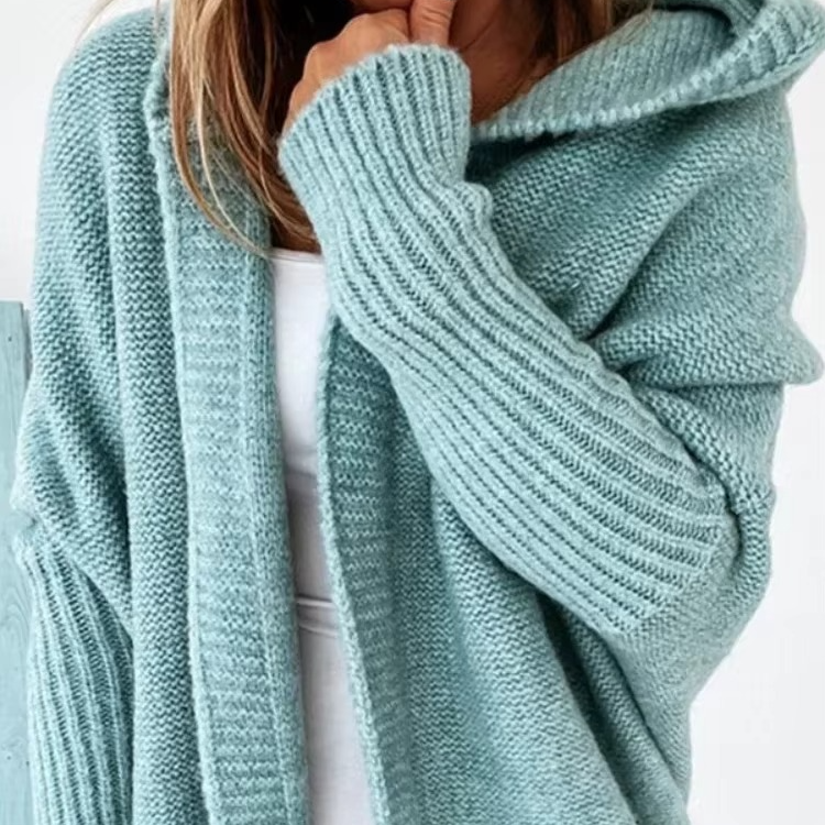 Cozy Long Hooded Knitted Cardigan for Women
