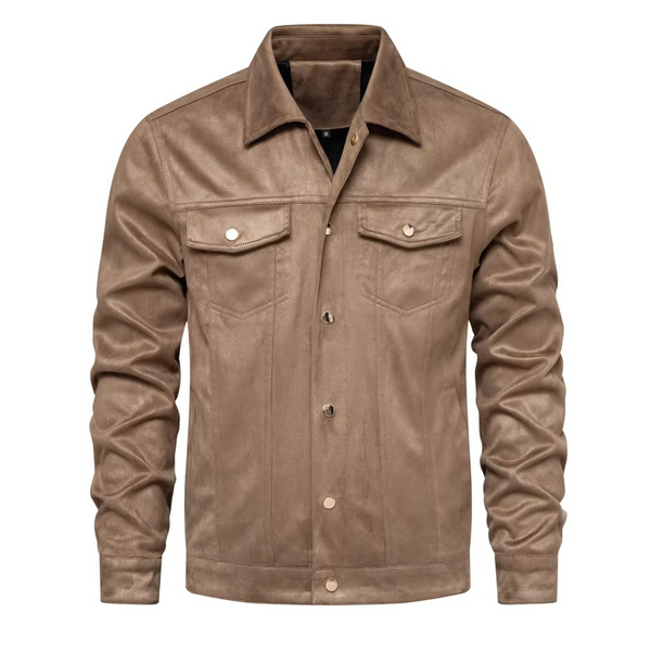 Men's Luxury Suede Leather Jacket – Classic Turn Down Collar Winter Style
