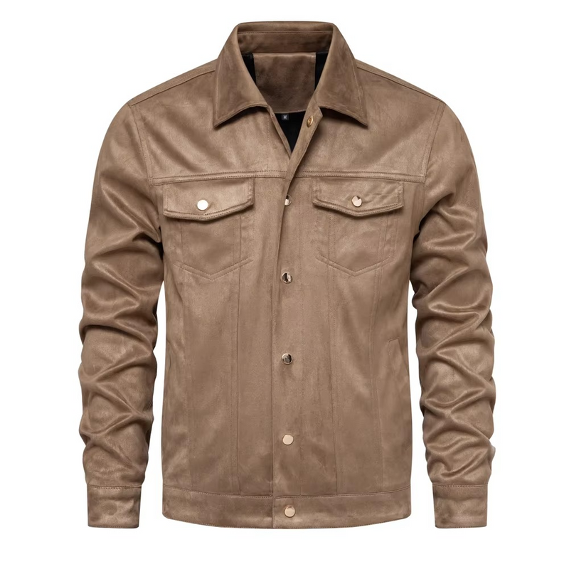 Men's Luxury Suede Leather Jacket – Classic Turn Down Collar Winter Style