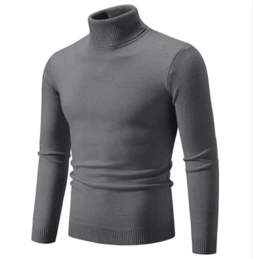 Men’s Thick Knit Winter Turtleneck Sweater, Warm Slim Fit Pullover