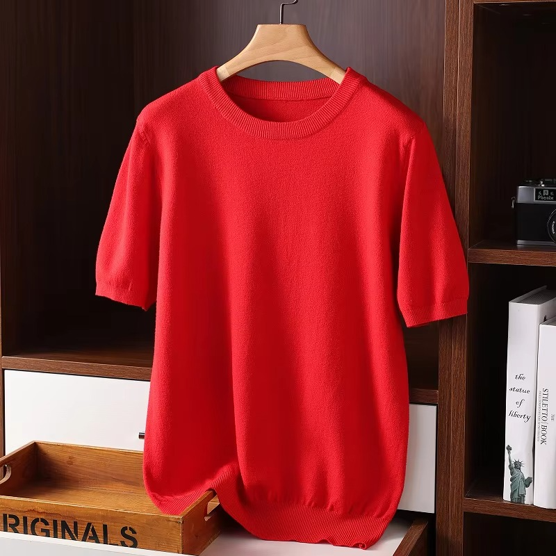 Men's Cashmere Short Sleeve O-Neck Sweater