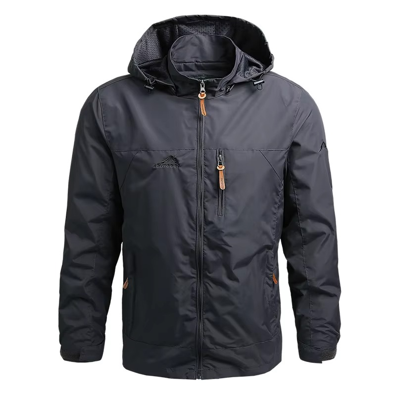 Men's Tactical Waterproof Windbreaker Jacket with Hood for Outdoor Sports and Climbing