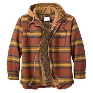Men's Checkered Cotton Hooded Jacket, Thick Warm Casual Coat, Sizes S–5XL