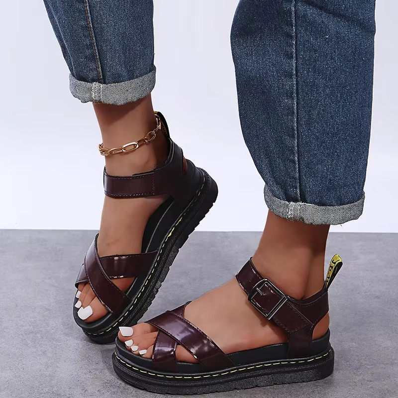 2025 Summer Soft Leather Platform Wedge Sandals for Women