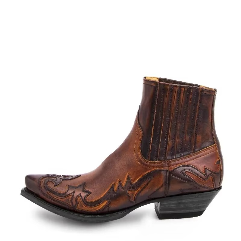 Western Embroidered Leather Cowboy Boots for Men and Women