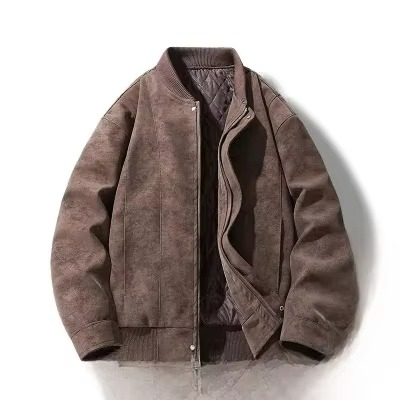 Spring 2025 Men's Lightweight Hong Kong Style Leather Jacket, Casual Youth Streetwear