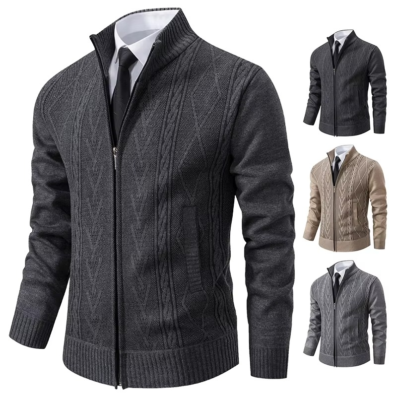 Men's Cashmere Padded Knit Sweater Jacket