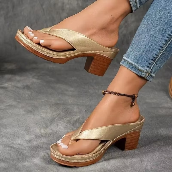 Summer 2025 Women’s High Heel Clip Toe Sandals, Plus Size Up to 11, Thick Heel Slippers