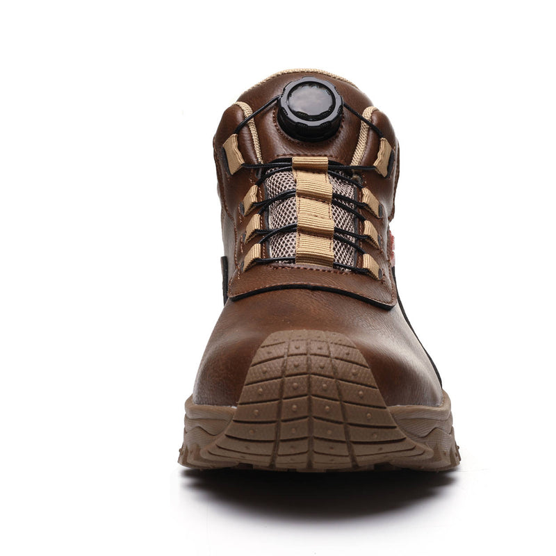 Men's Steel Toe Leather Dial Closure Work Boots