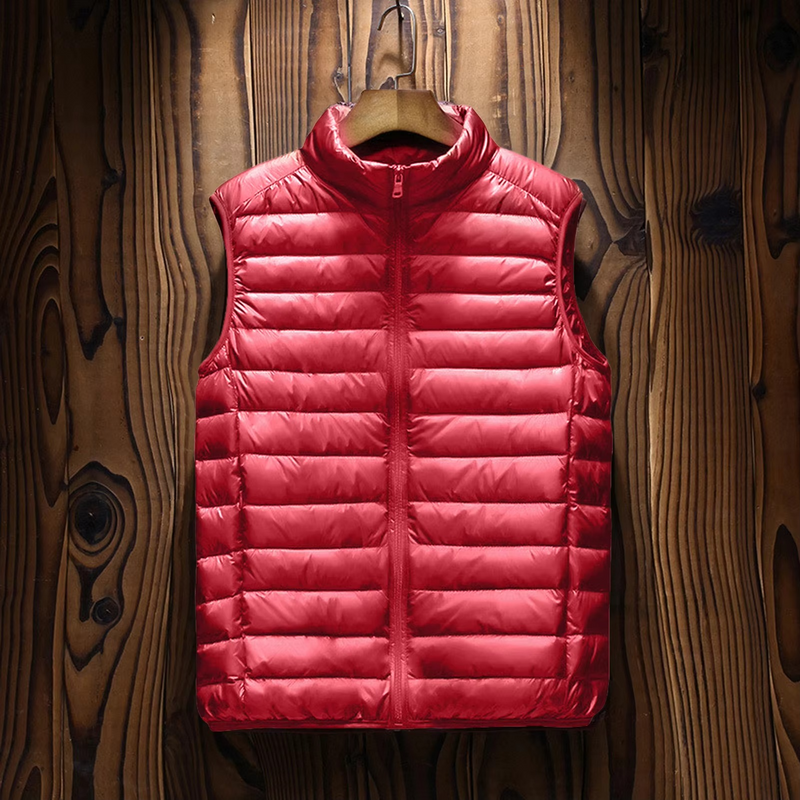 Men’s Padded V-Neck Vest, Solid Color Casual Warm Waistcoat with Pockets