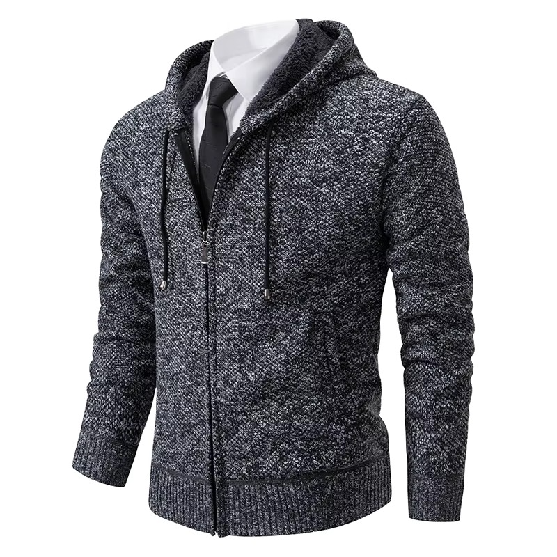 Men's Fleece Lined Stand Collar Zip Cardigan — Warm Casual Sports Coat for Fall and Winter