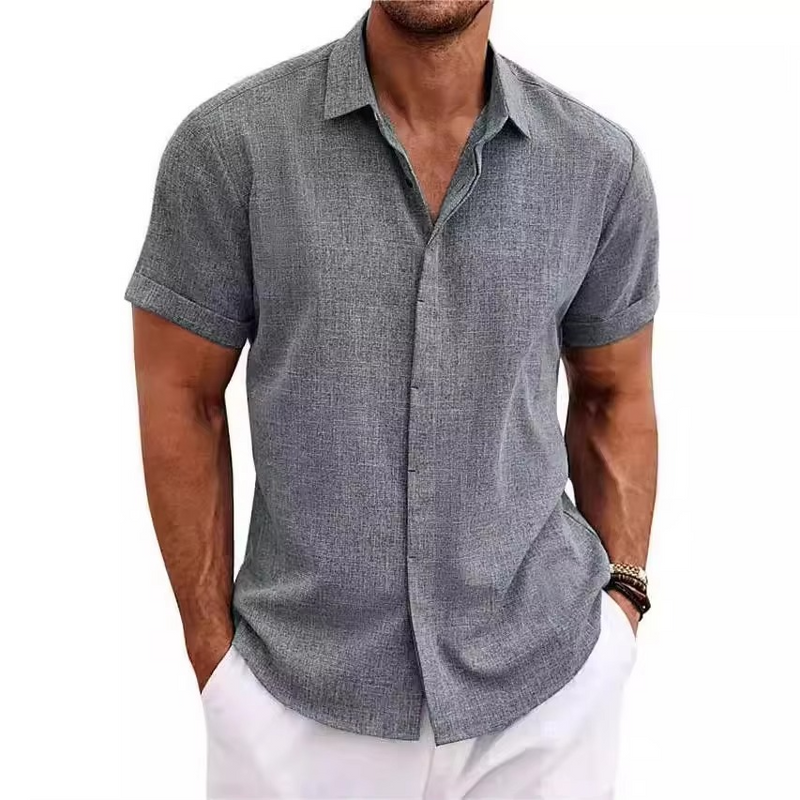 Men's Short Sleeve Linen Shirt for Summer