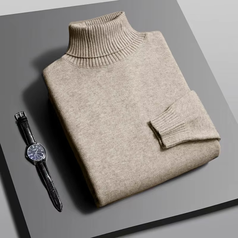 Men’s Premium Knitted Turtleneck Sweater Slim Fit Long Sleeve Pullover