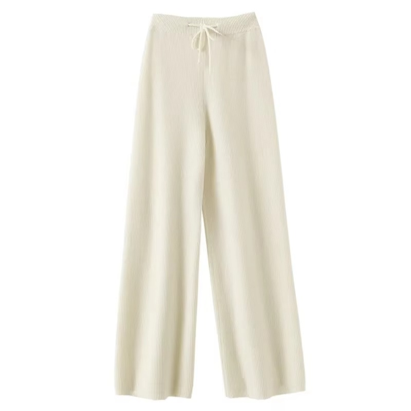Women's High Waist Wide-Leg Woolen Knit Pants – Soft Comfort for Fall and Winter