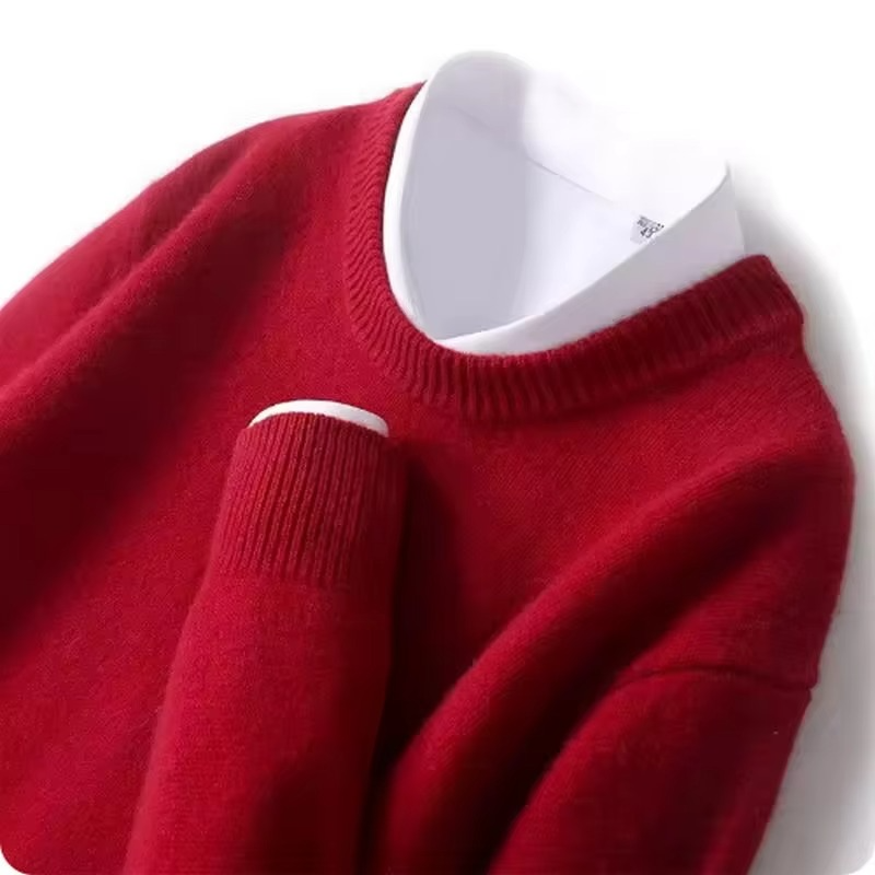 Classic Cashmere O-Neck Men's Sweater Soft Warm Knitted Pullover