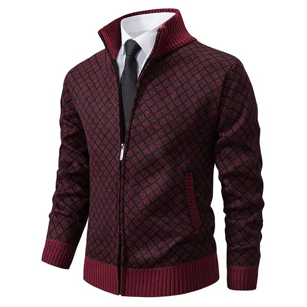 Men's Knitted Stand Collar Zipper Cardigan Sweater Casual Loose Fit