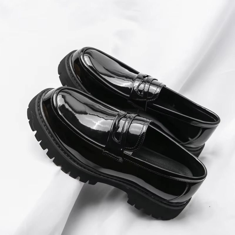 Men's Platform Leather Loafers, Thick Sole Formal Slip-on Dress Shoes