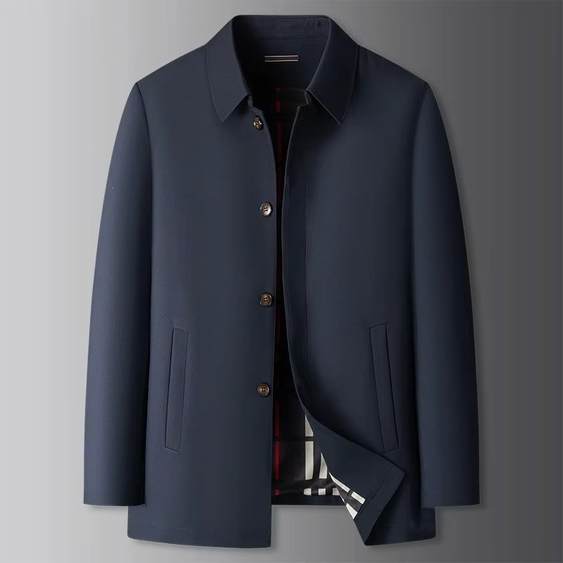 Plus Size Men's Long Trench Coat Casual Overcoat for Spring and Autumn