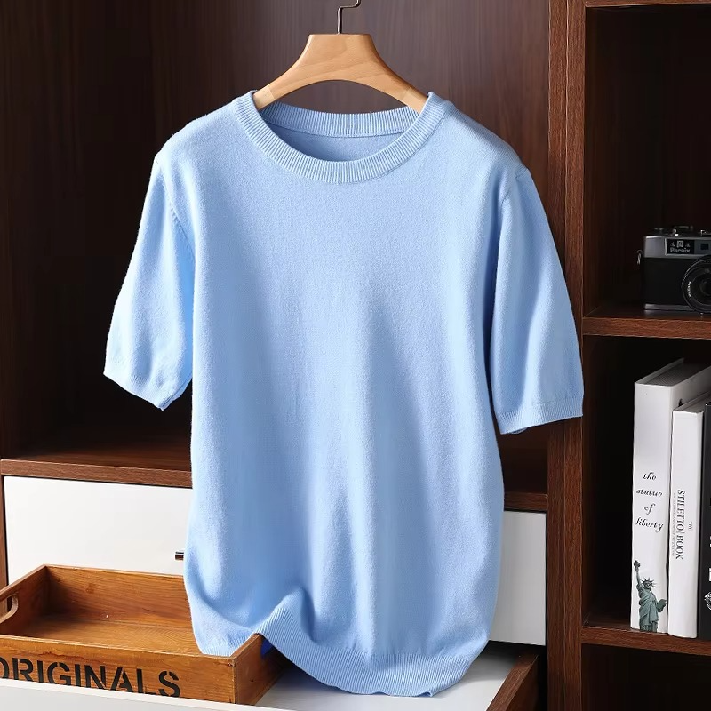Men's Cashmere Short Sleeve O-Neck Sweater