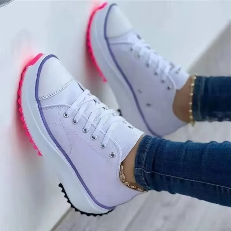 Women’s Casual Canvas Platform Sneakers – Breathable Lace-Up Tennis Shoes up to Size 11