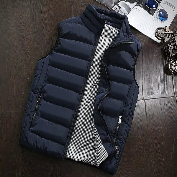 Men's Windproof Down Cotton Vest Winter Warm Sleeveless Jacket