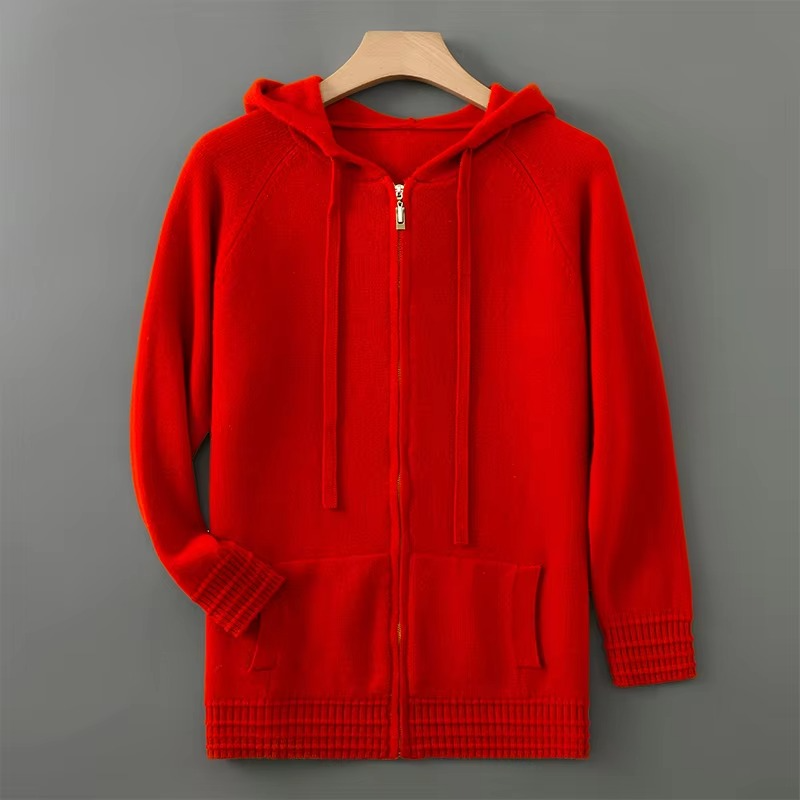 Men's Merino Wool Hooded Cardigan Sweater Jacket S-XXXL