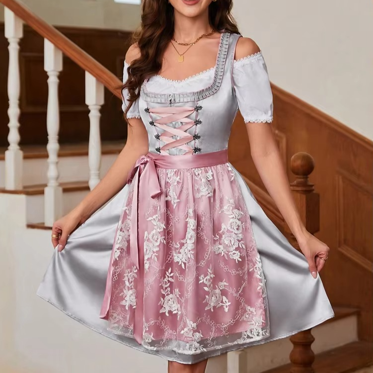 Women's Bavarian Dirndl Dress Traditional Oktoberfest Costume