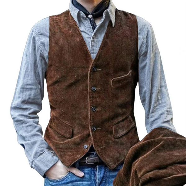 Men's Herringbone Tweed Slim Fit Vest, Classic V Neck Waistcoat for Business or Wedding