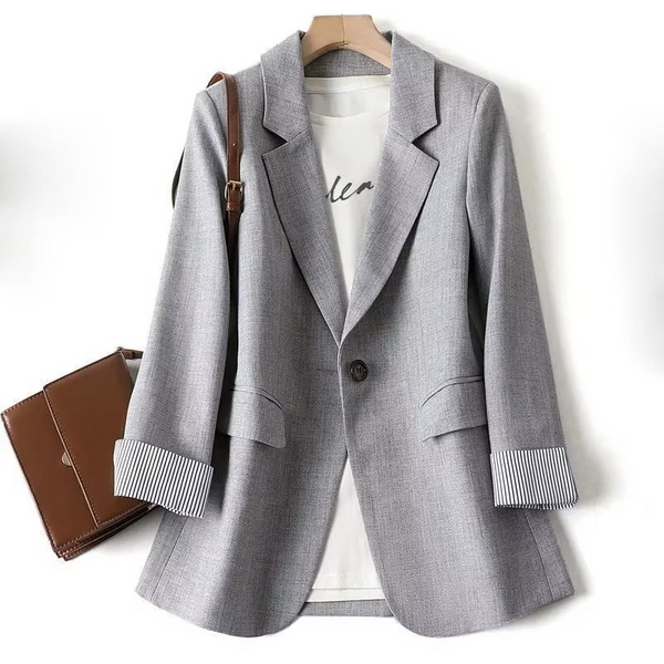Women's Long Sleeve Plaid Blazer, Business Casual Jacket for Office and Everyday Wear