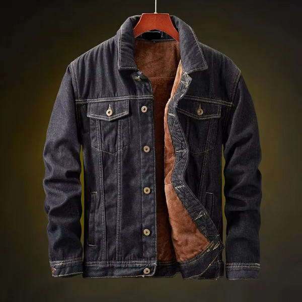 Men's Retro Fleece Lined Denim Jacket