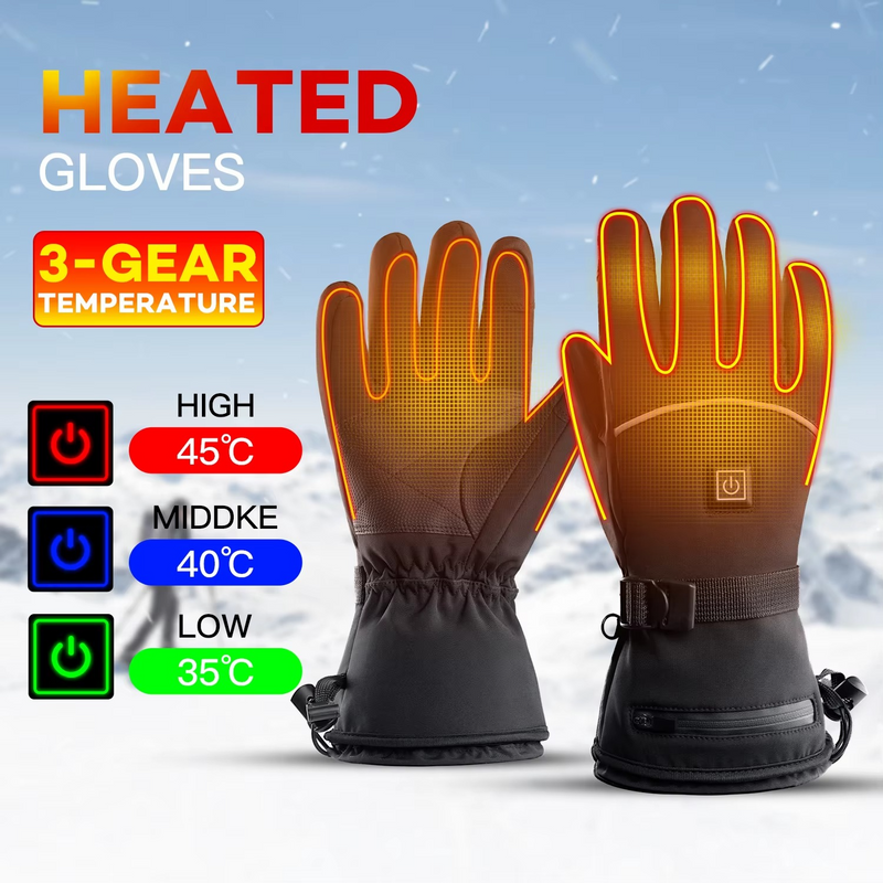 Heated Motorcycle Gloves, Waterproof Rechargeable Winter Thermal Riding Gloves