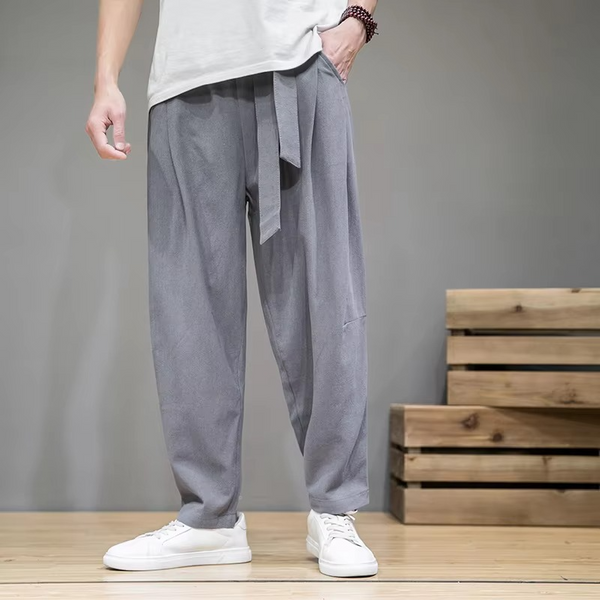 Men’s Cotton Linen Elastic Waist Harem Pants for Everyday Comfort