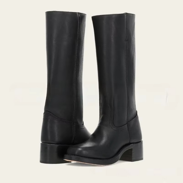 Wide-Calf Retro Square Heel Knee-High Boots for Women