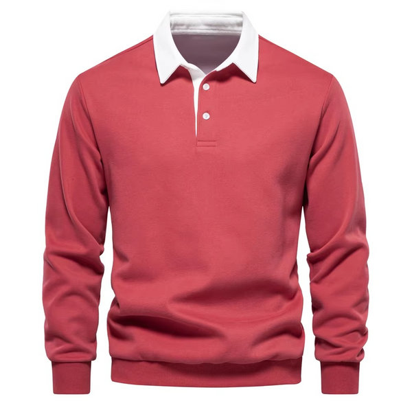 Autumn Polo Neck Cotton Sweatshirt for Men, Casual and Social Wear