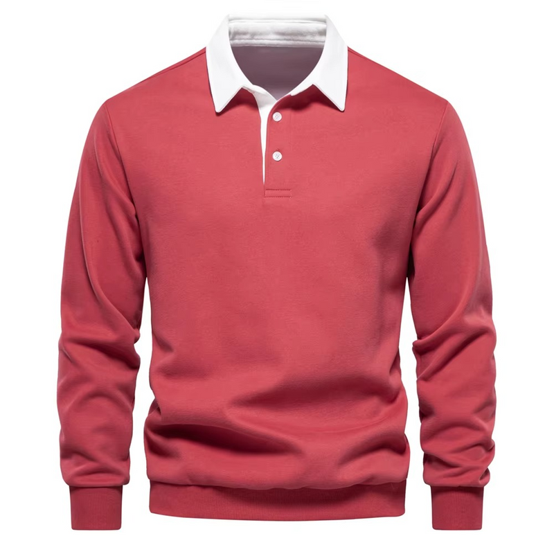 Autumn Polo Neck Cotton Sweatshirt for Men, Casual and Social Wear
