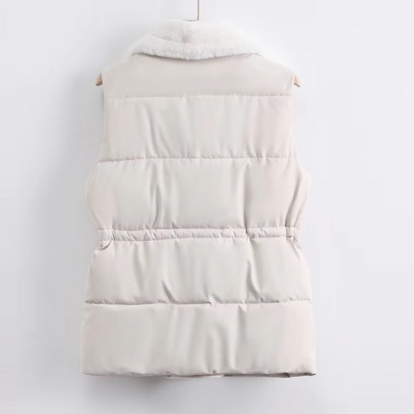 Autumn Winter 2025 Women's Sleeveless Down Cotton Vest with Suit Collar