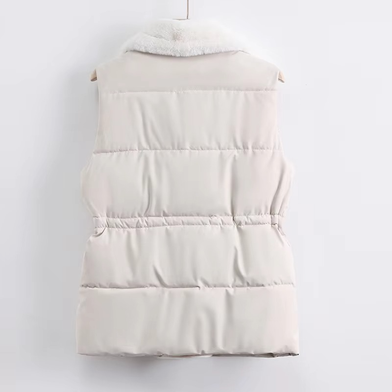 Autumn Winter 2025 Women's Sleeveless Down Cotton Vest with Suit Collar