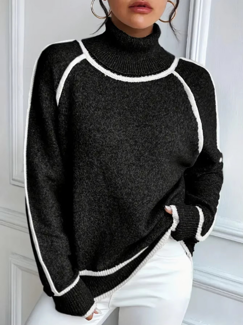 Elegant Oversized Turtleneck Knitted Sweater for Women