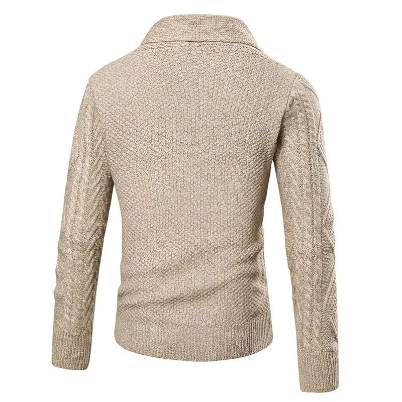 Men's Slim Fit Solid Color Knit Cardigan Coat for Autumn and Winter