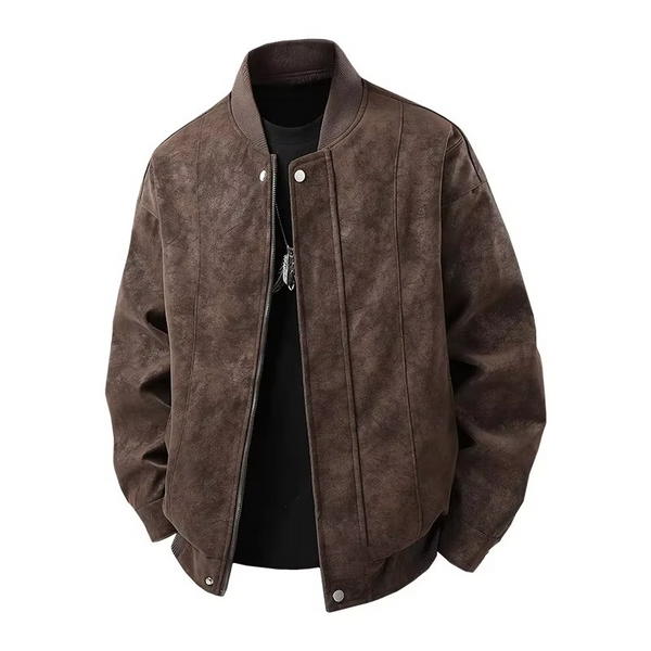 Spring 2025 Men's Lightweight Hong Kong Style Leather Jacket, Casual Youth Streetwear