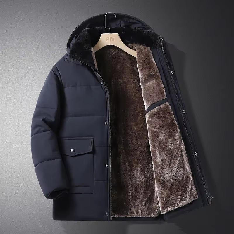 Men's Thick Fleece Winter Parka Jacket with Hood