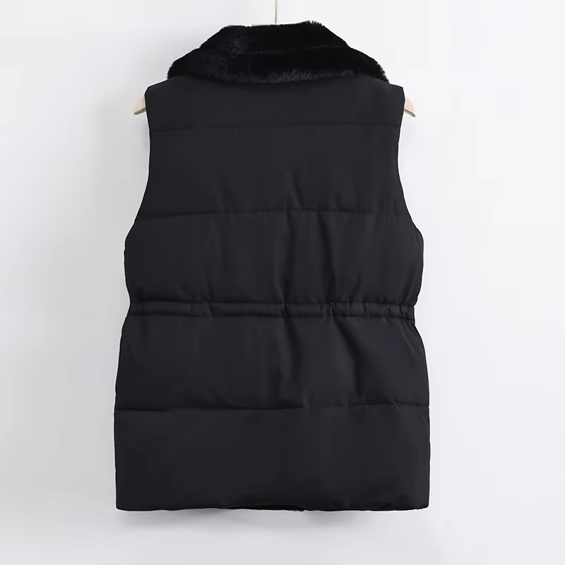 Autumn Winter 2025 Women's Sleeveless Down Cotton Vest with Suit Collar