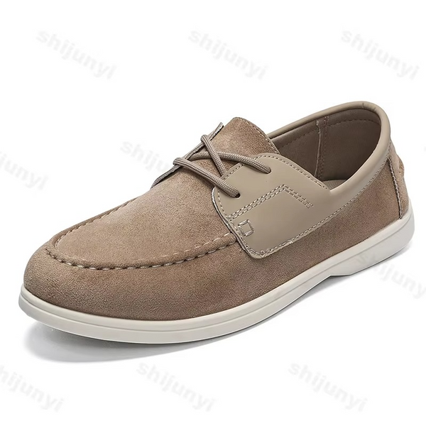 Men's Frosted Suede Flat Loafers Comfortable Non Slip Vintage Business Casual Shoes