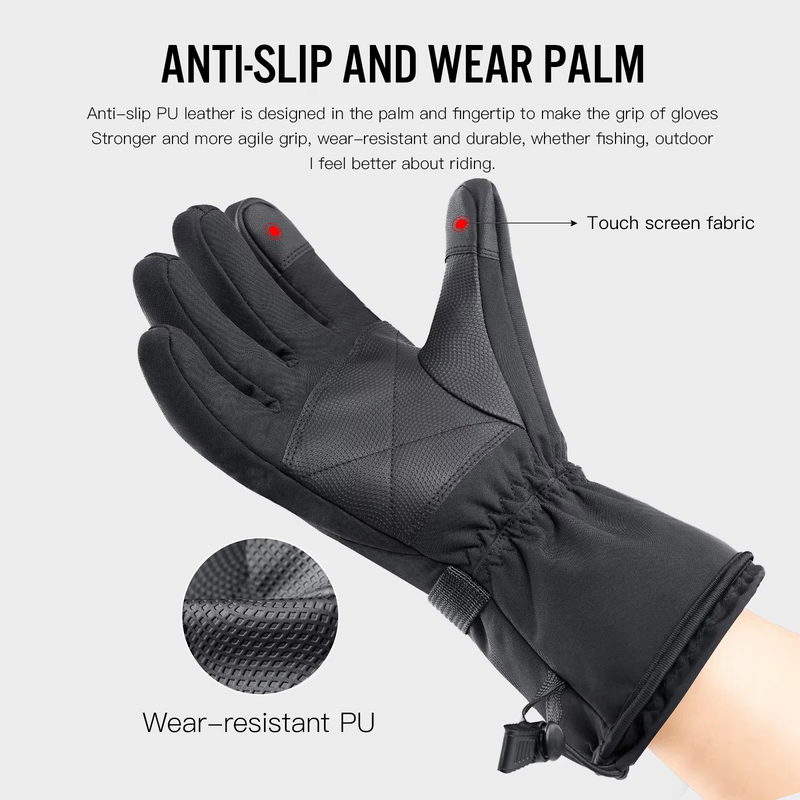 Heated Motorcycle Gloves, Waterproof Rechargeable Winter Thermal Riding Gloves